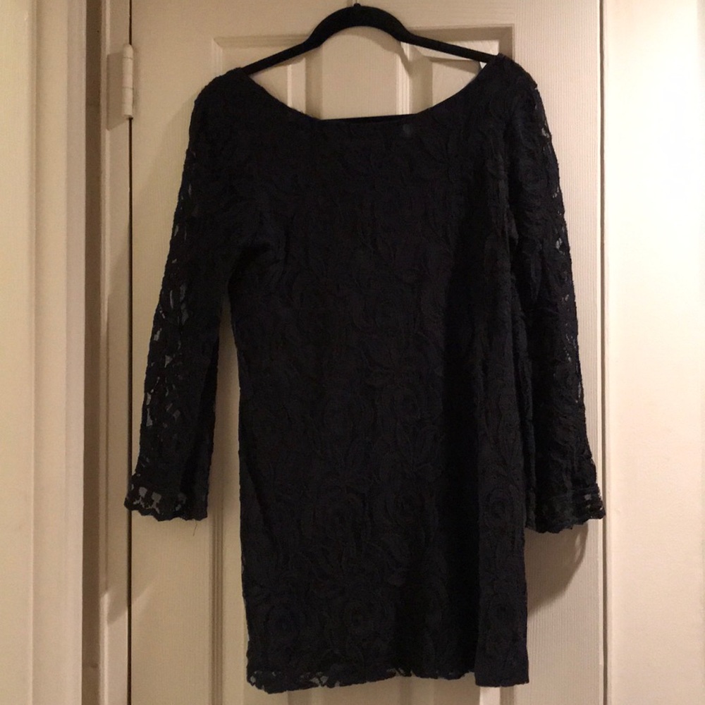 black mini flower dress